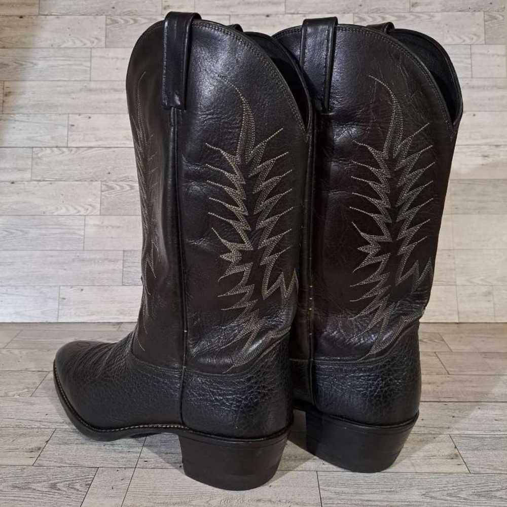 Men's Dan Post Milwaukee Western Black Leather Rodeo Cowboy Boots Size 14 - Picture 4 of 10